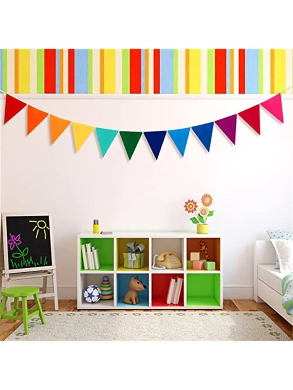 Rainbow Pennant Banner Flags Garland Birthday Party Carnival Decoration 6 Pack
